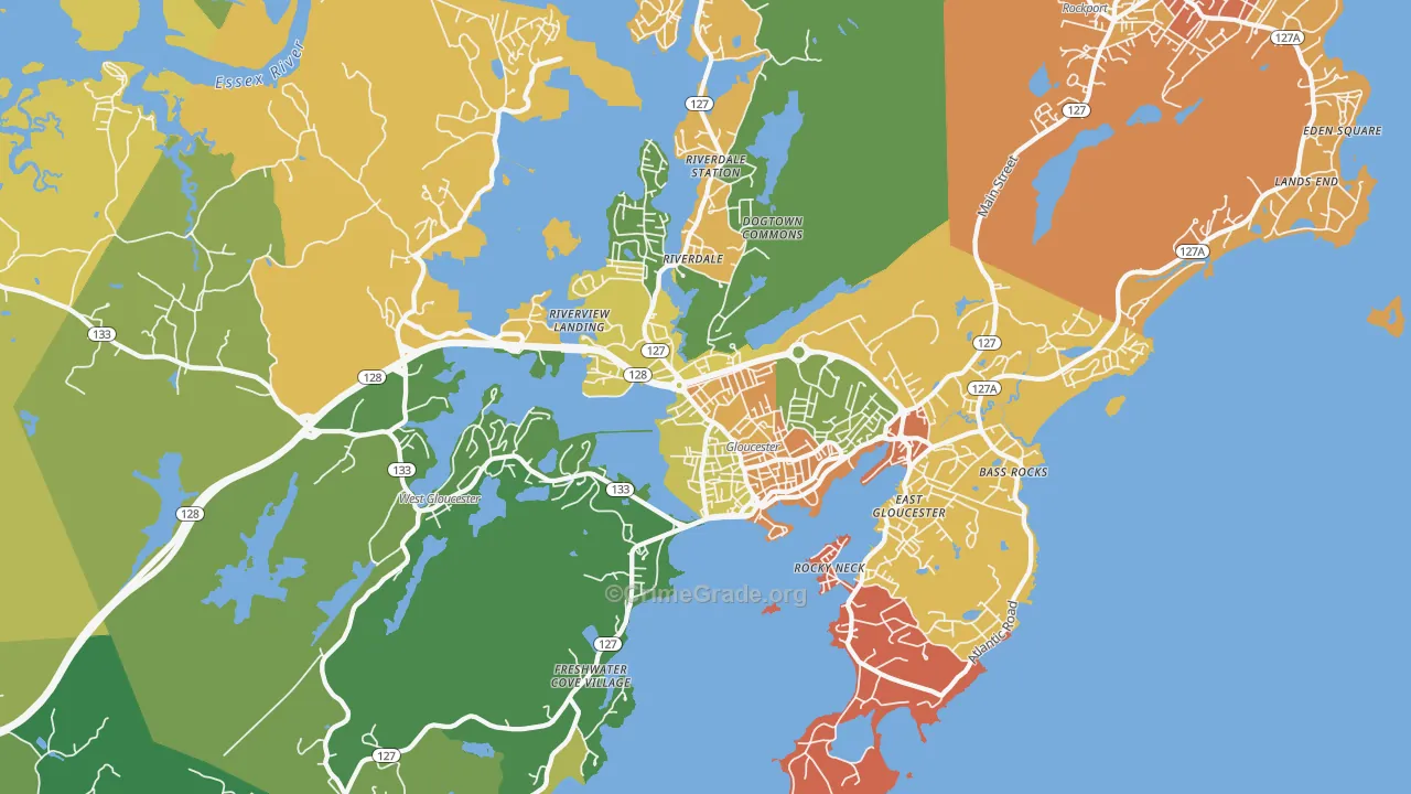 Gloucester, MA Map of Burglary Rates