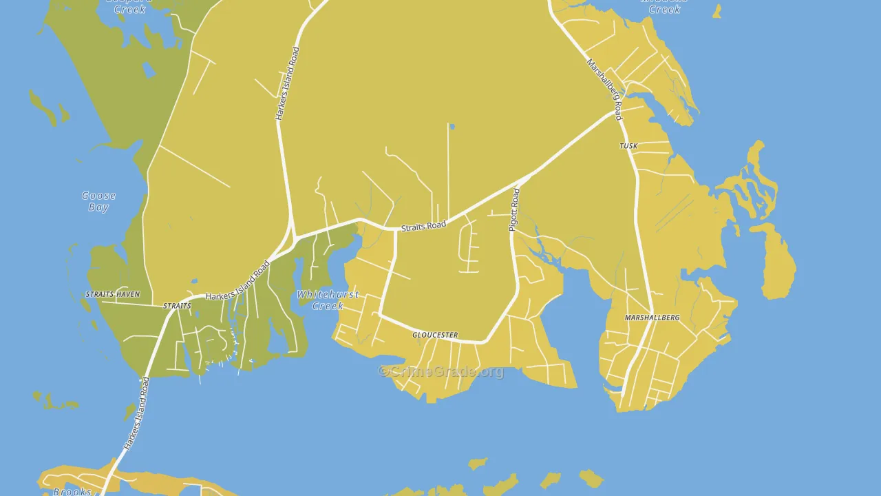 Gloucester, NC Map of Burglary Rates