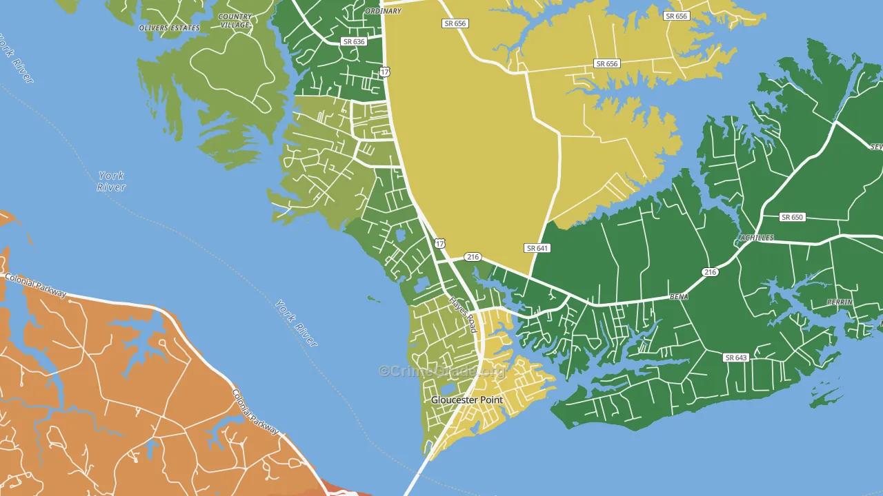 Gloucester Point, VA Map of Burglary Rates