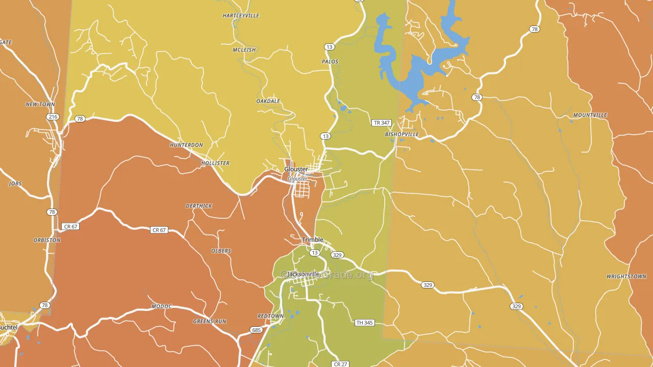 Glouster, OH Map of Burglary Rates