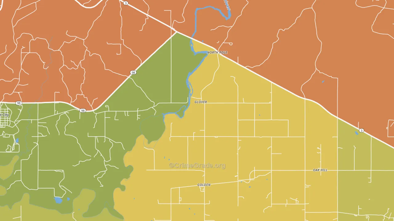 Glover, OK Map of Burglary Rates