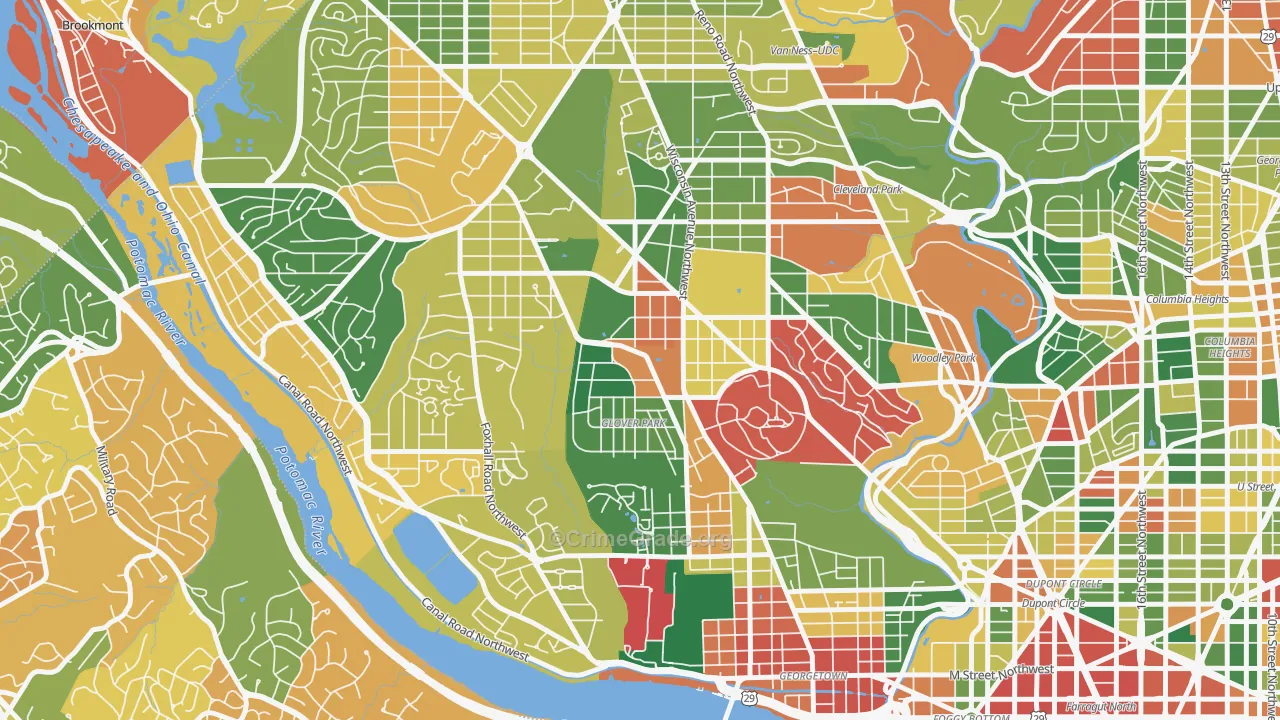 Glover Park, Washington, DC Map of Burglary Rates