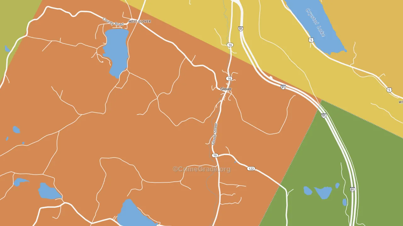 Glover, VT Map of Burglary Rates