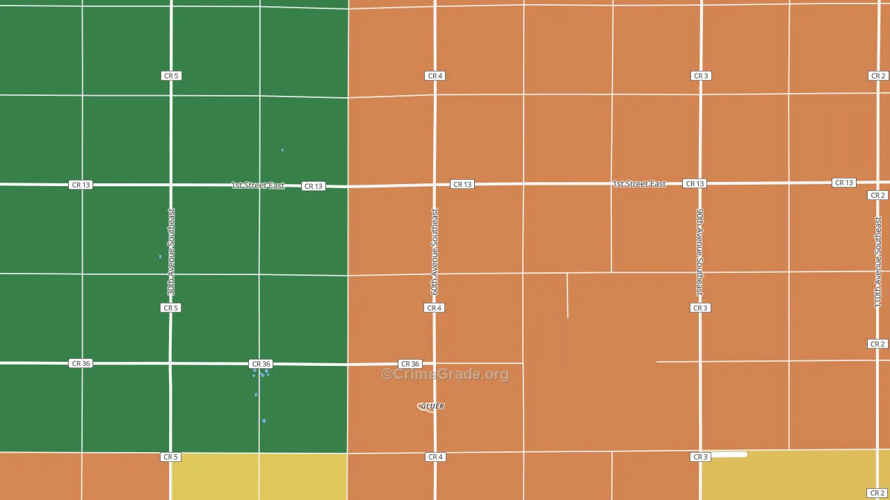 Gluek, MN Map of Burglary Rates