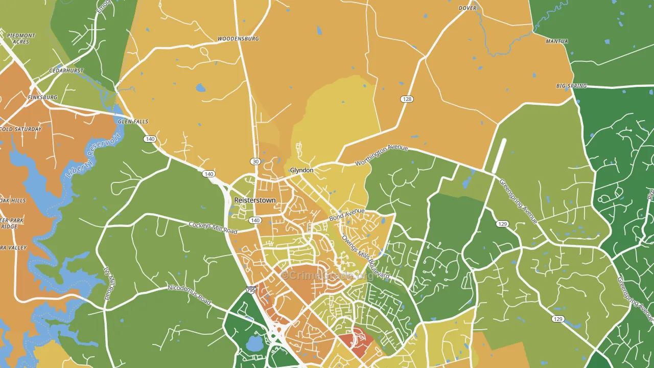 Glyndon, MD Map of Burglary Rates
