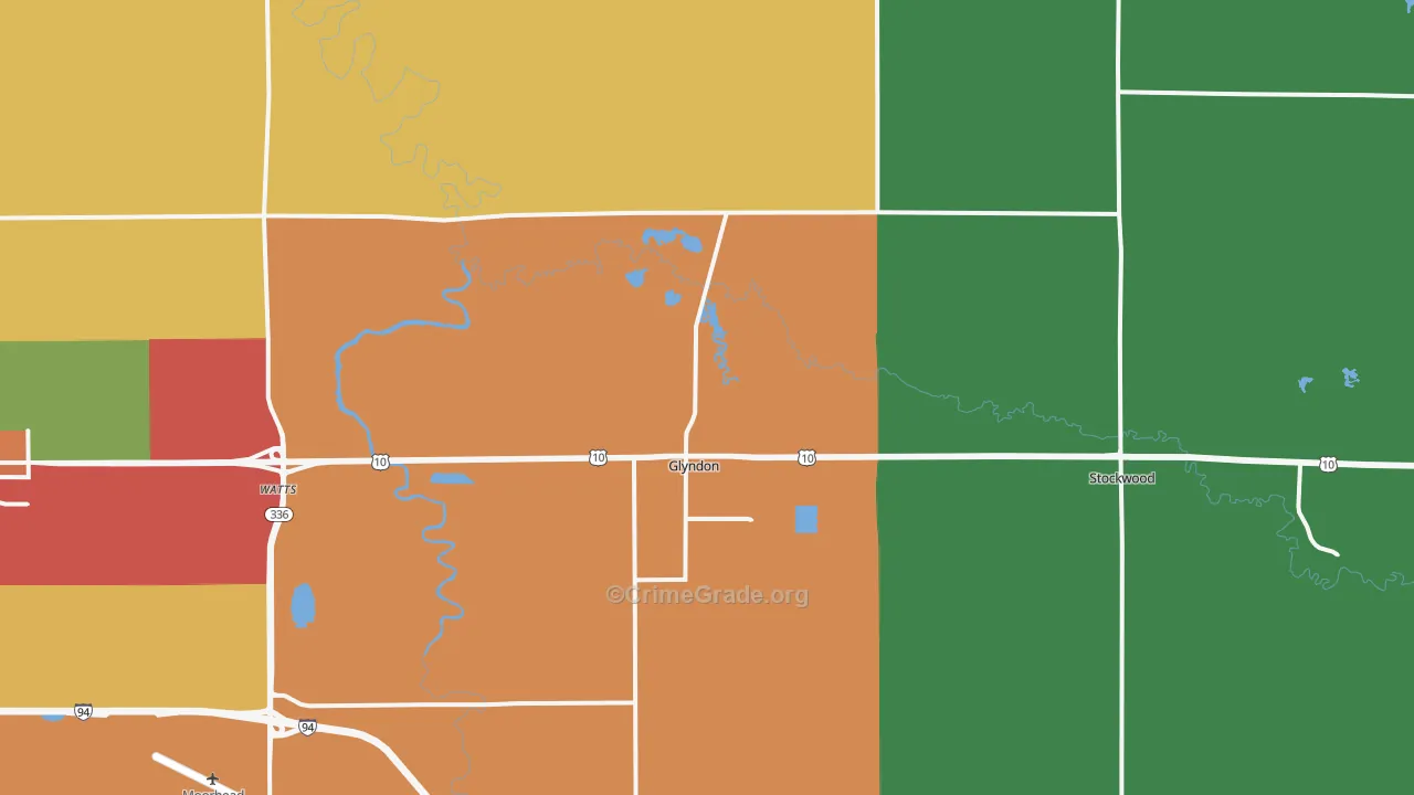 Glyndon, MN Map of Burglary Rates