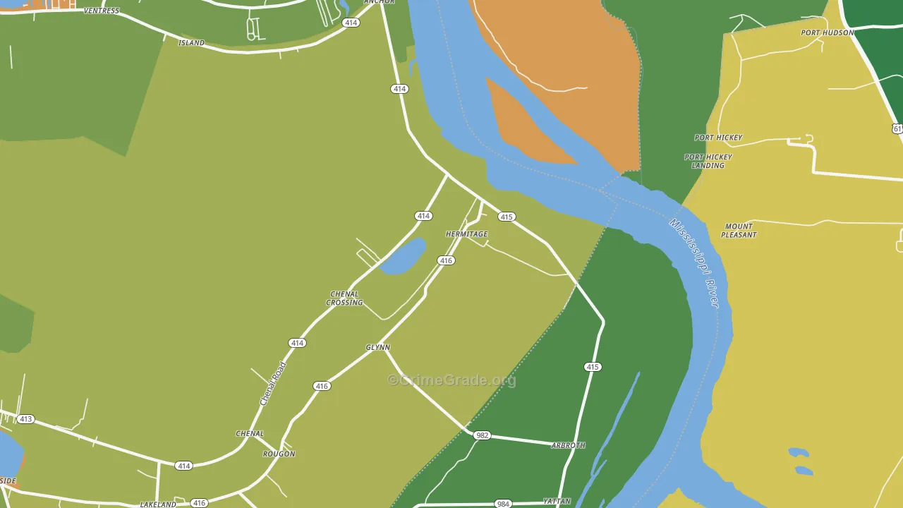 Glynn, LA Map of Burglary Rates