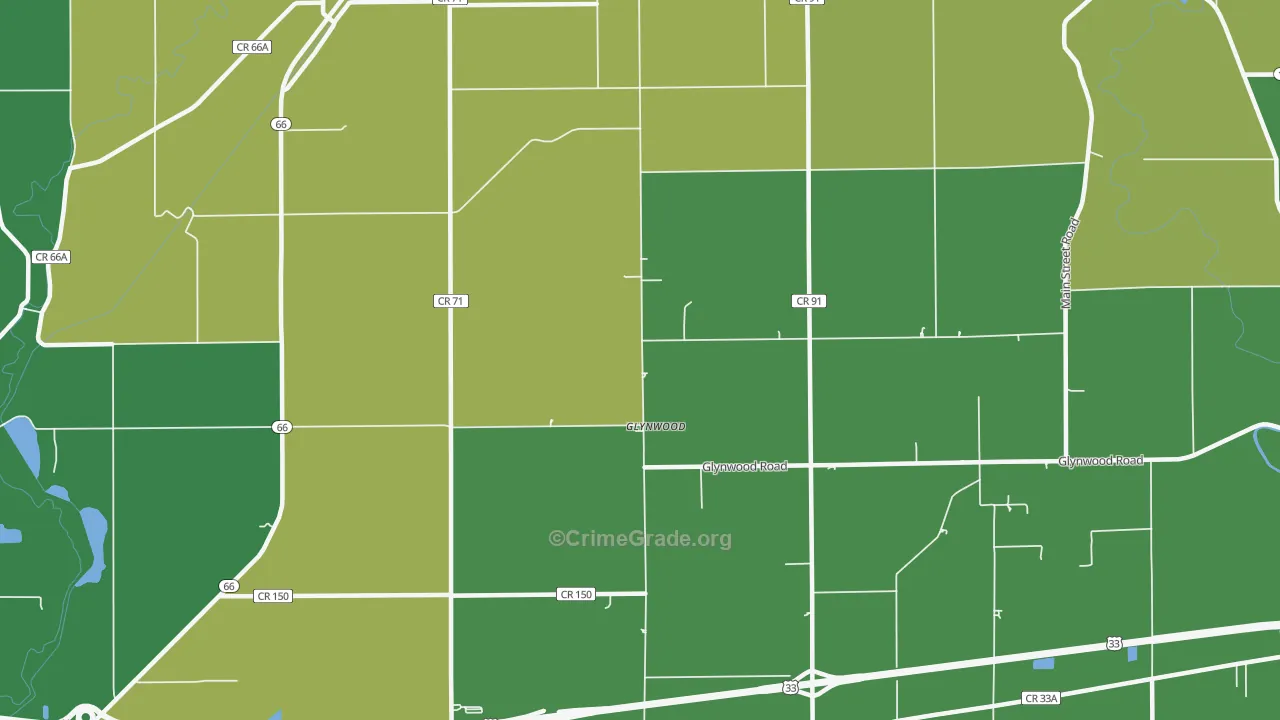 Glynwood, OH Map of Burglary Rates
