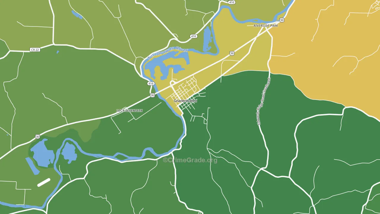Gnadenhutten, OH Map of Burglary Rates