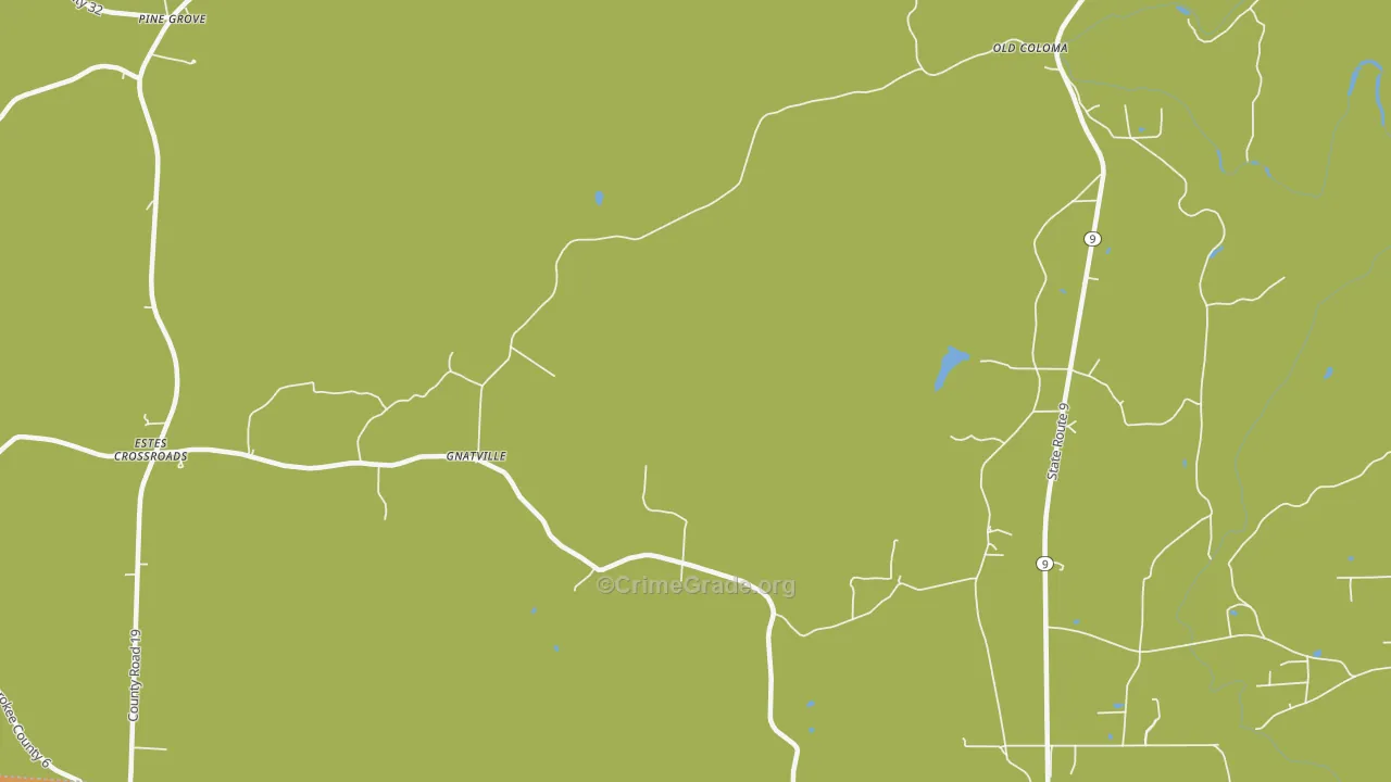 Gnatville, AL Map of Burglary Rates