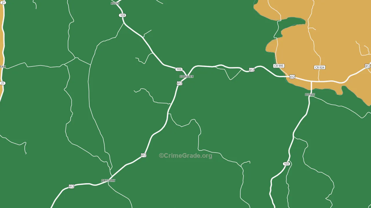 Gobbler, AR Map of Burglary Rates