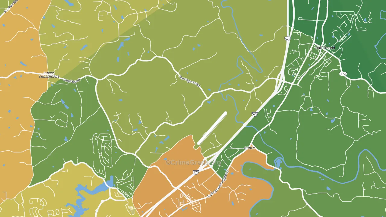 Gober, GA Map of Burglary Rates
