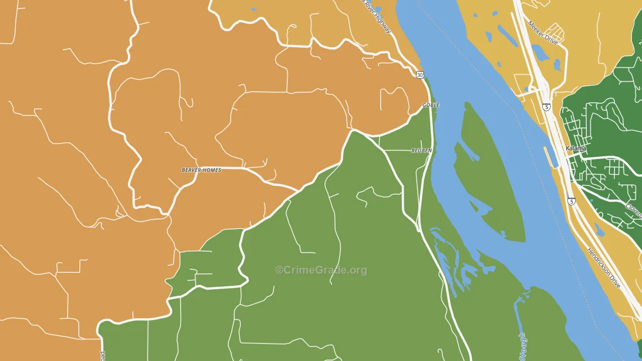 Goble, OR Map of Burglary Rates