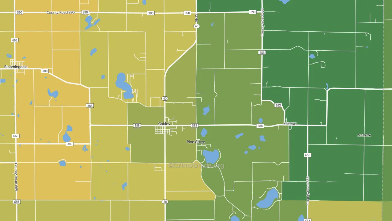 Gobles, MI Map of Burglary Rates