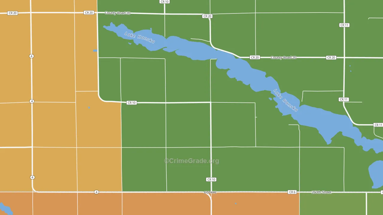 Godahl, MN Map of Burglary Rates