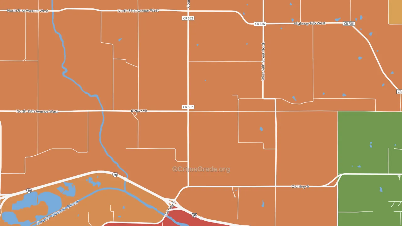 Goddard, IA Map of Burglary Rates