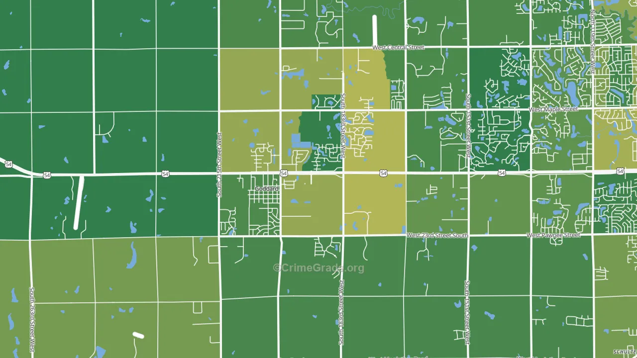 Goddard, KS Map of Burglary Rates