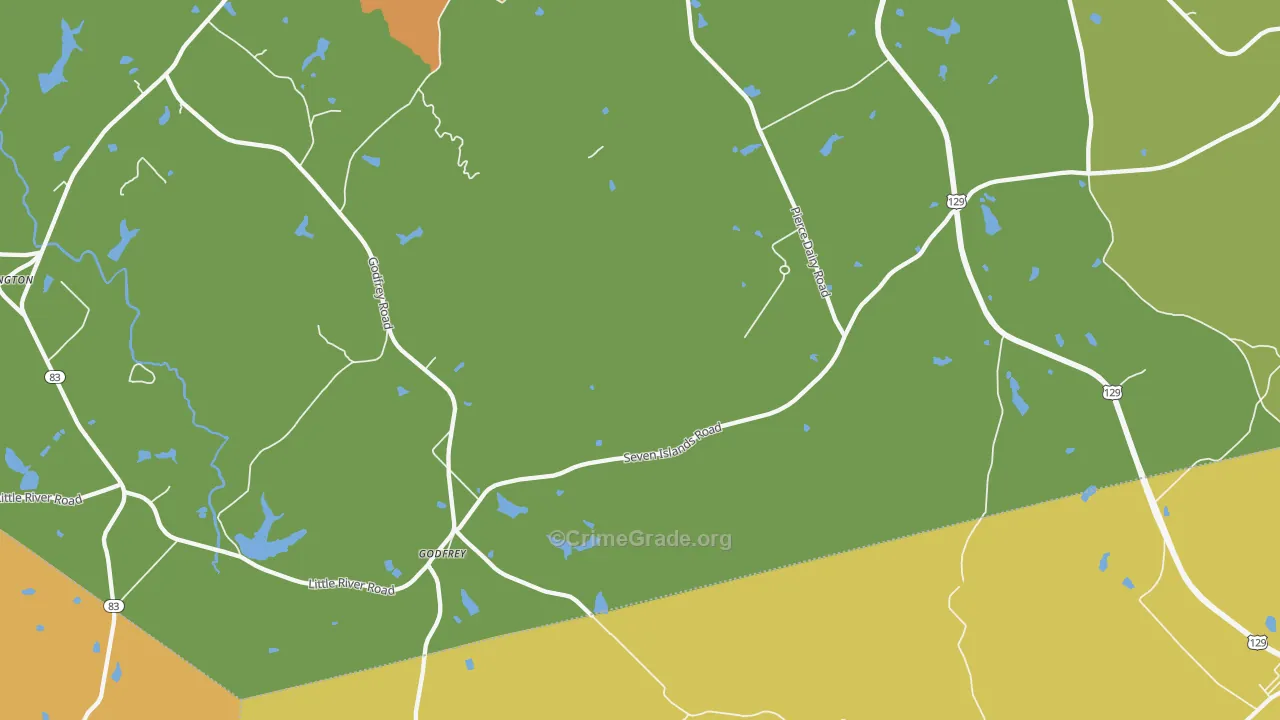 Godfrey, GA Map of Burglary Rates