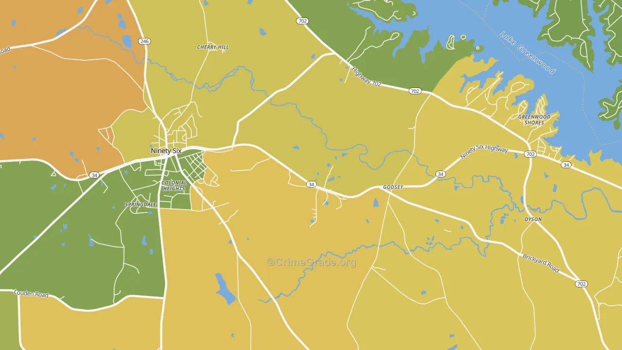Godsey, SC Map of Burglary Rates