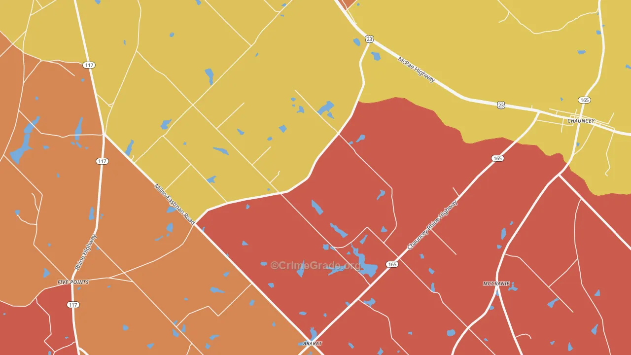 Godwinsville, GA Map of Burglary Rates
