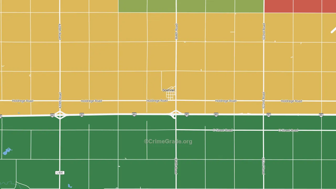 Goehner, NE Map of Burglary Rates