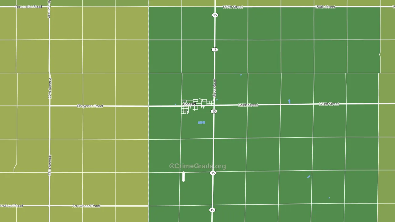 Goessel, KS Map of Burglary Rates