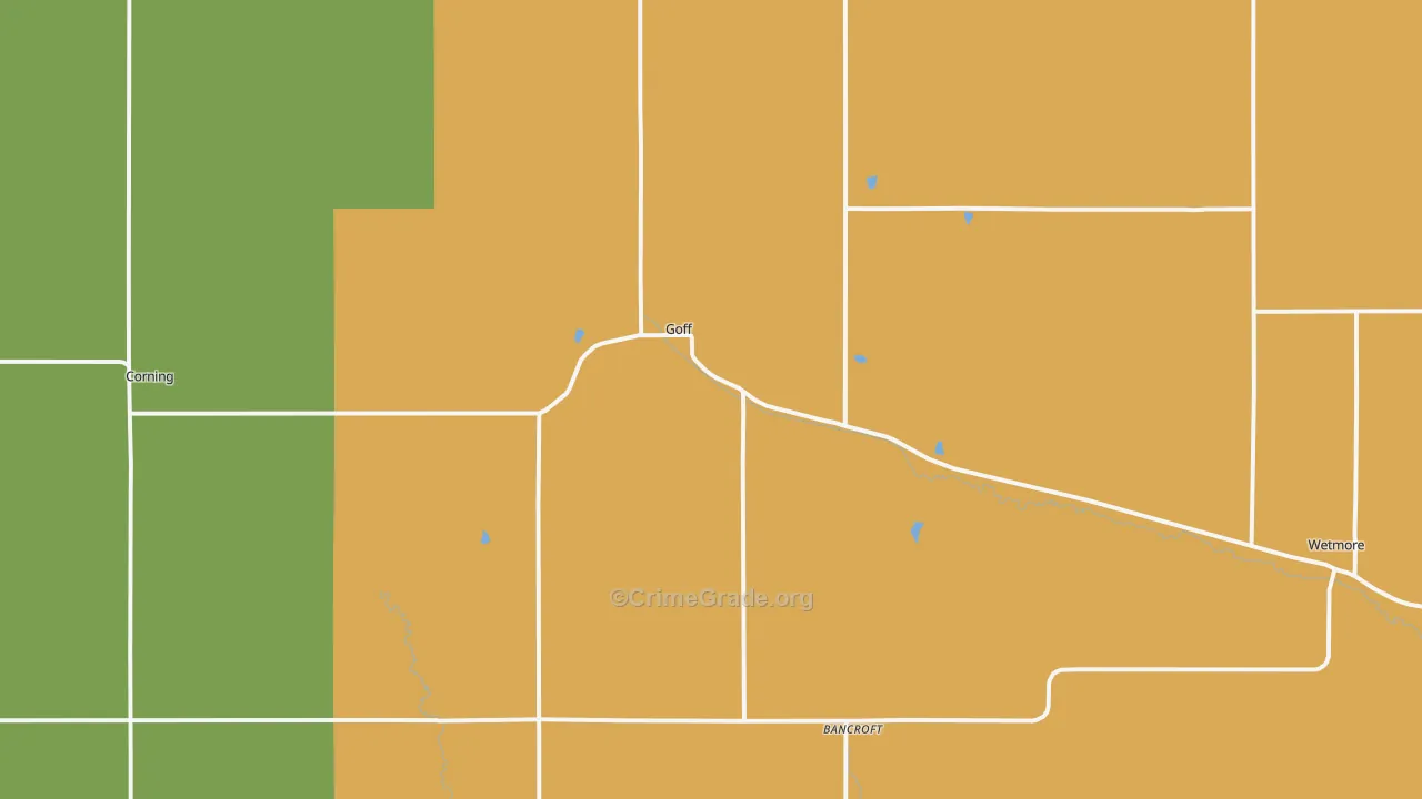 Goff, KS Map of Burglary Rates