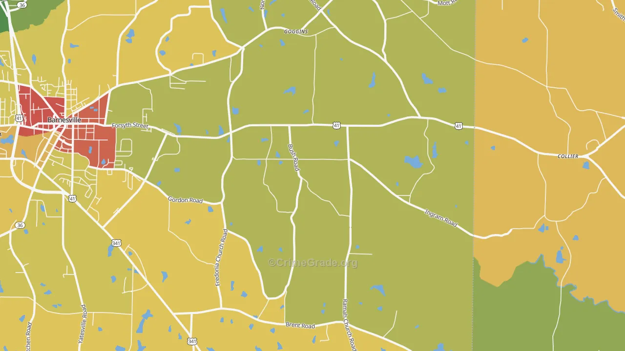 Goggins, GA Map of Burglary Rates