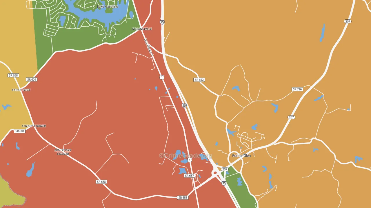 Golansville, VA Map of Burglary Rates