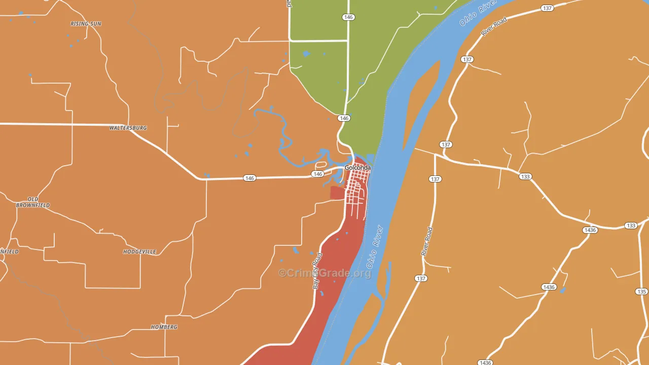 Golconda, IL Map of Burglary Rates