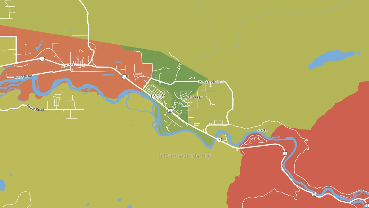 Gold Bar, WA Map of Burglary Rates