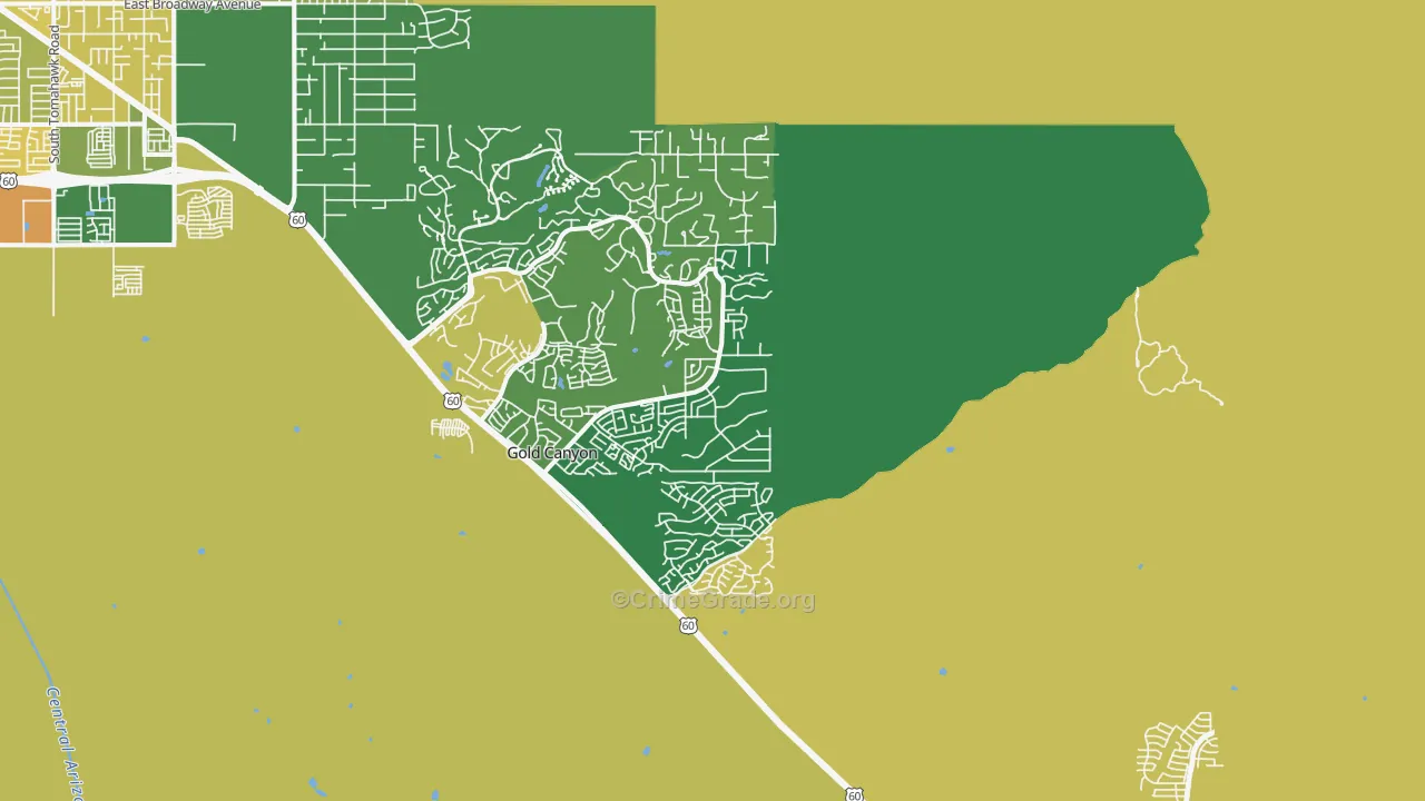 Gold Canyon, AZ Map of Burglary Rates