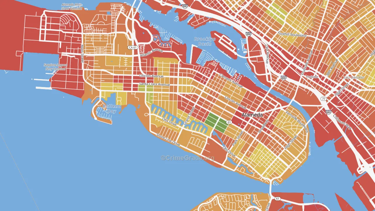 Gold Coast, Alameda, CA Map of Burglary Rates