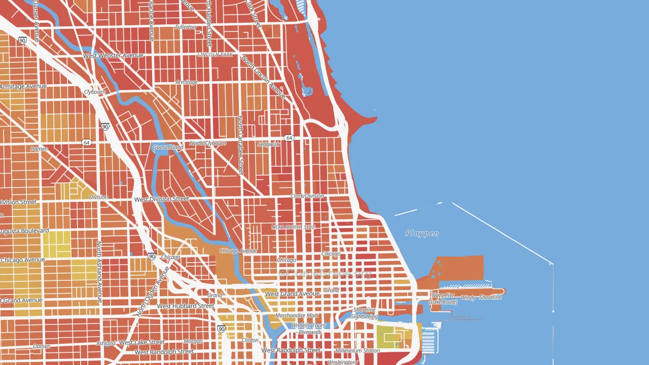 Gold Coast, Chicago, IL Map of Burglary Rates