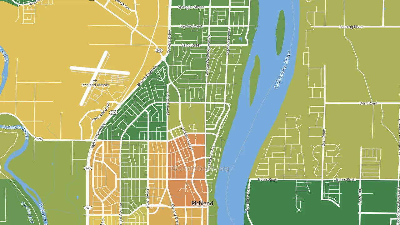 Gold Coast, Richland, WA Map of Burglary Rates