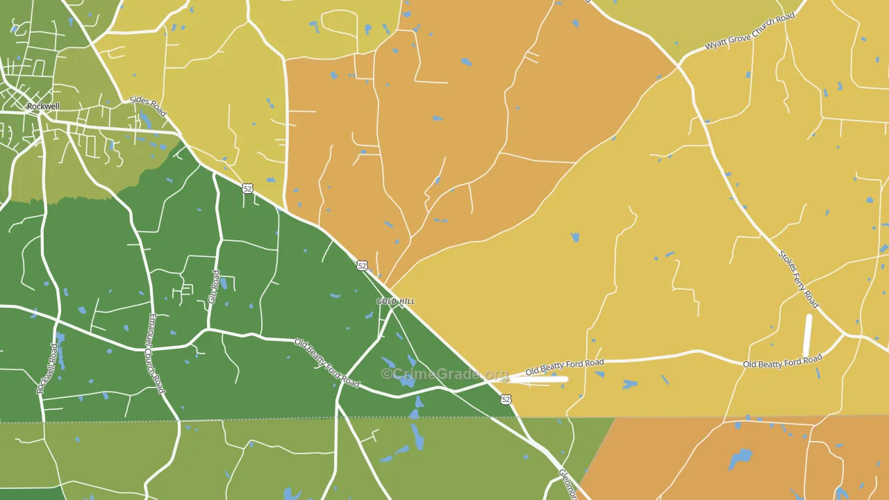 Gold Hill, NC Map of Burglary Rates