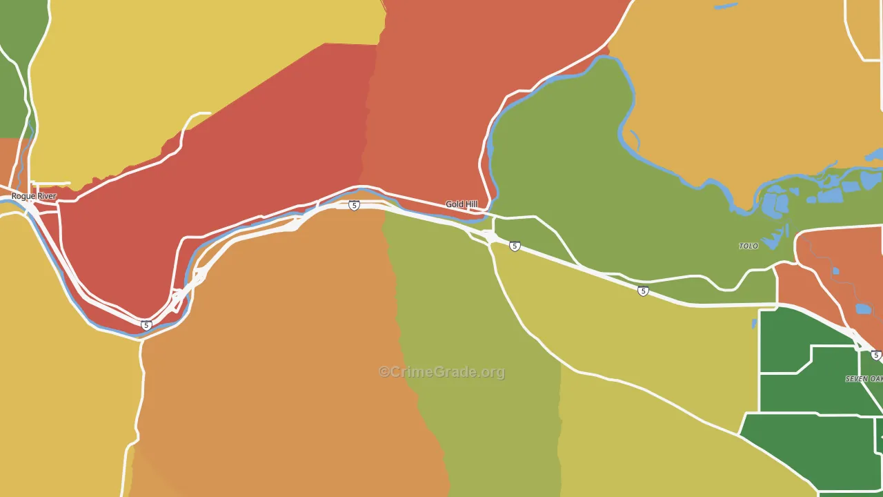 Gold Hill, OR Map of Burglary Rates