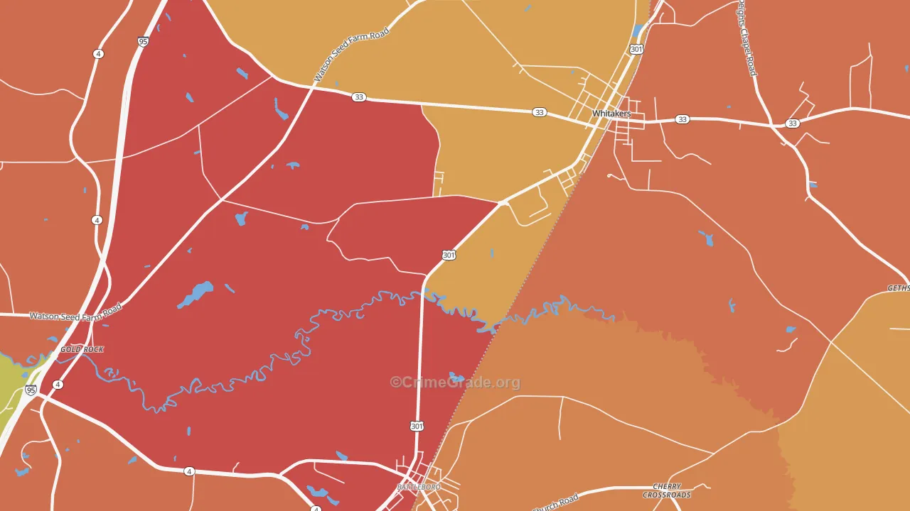 Gold Rock, NC Map of Burglary Rates