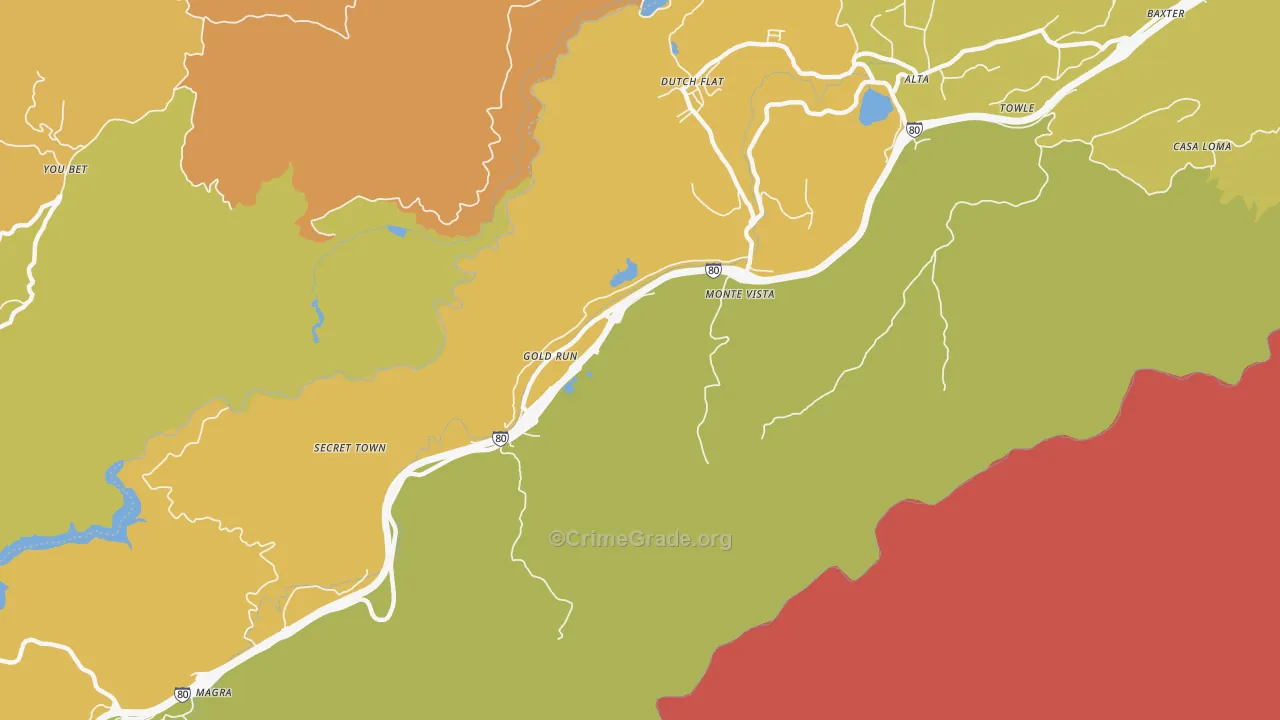 Gold Run, CA Map of Burglary Rates