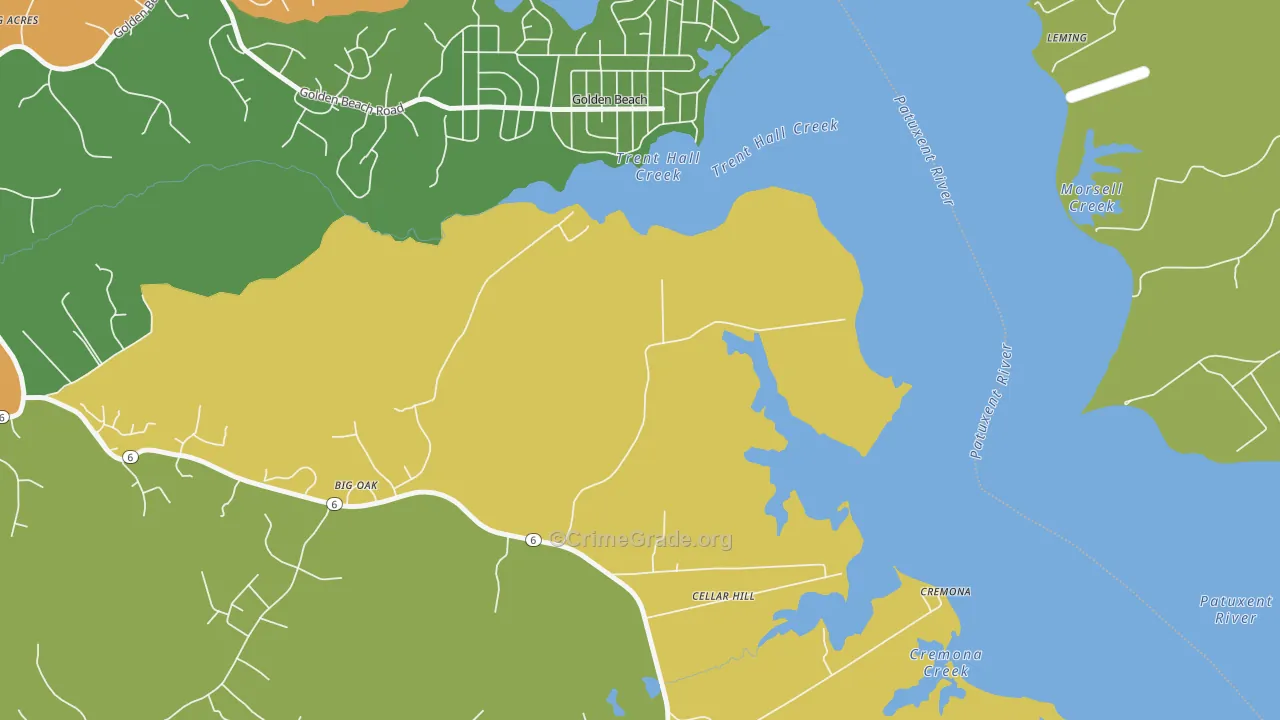 Golden Beach, MD Map of Burglary Rates