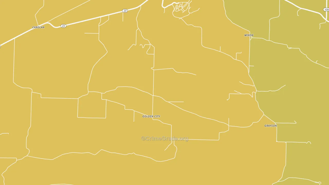 Golden City, AR Map of Burglary Rates