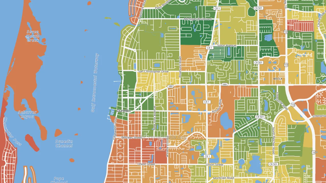 Golden Crest, Dunedin, FL Map of Burglary Rates