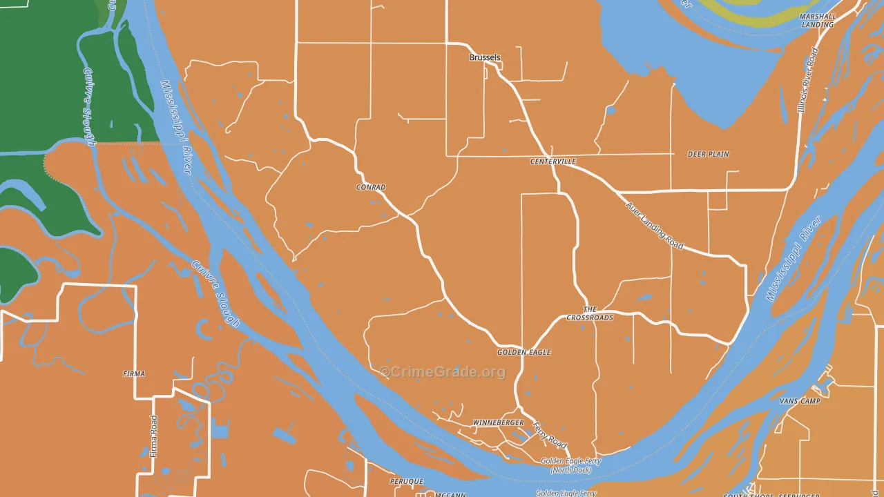 Golden Eagle, IL Map of Burglary Rates