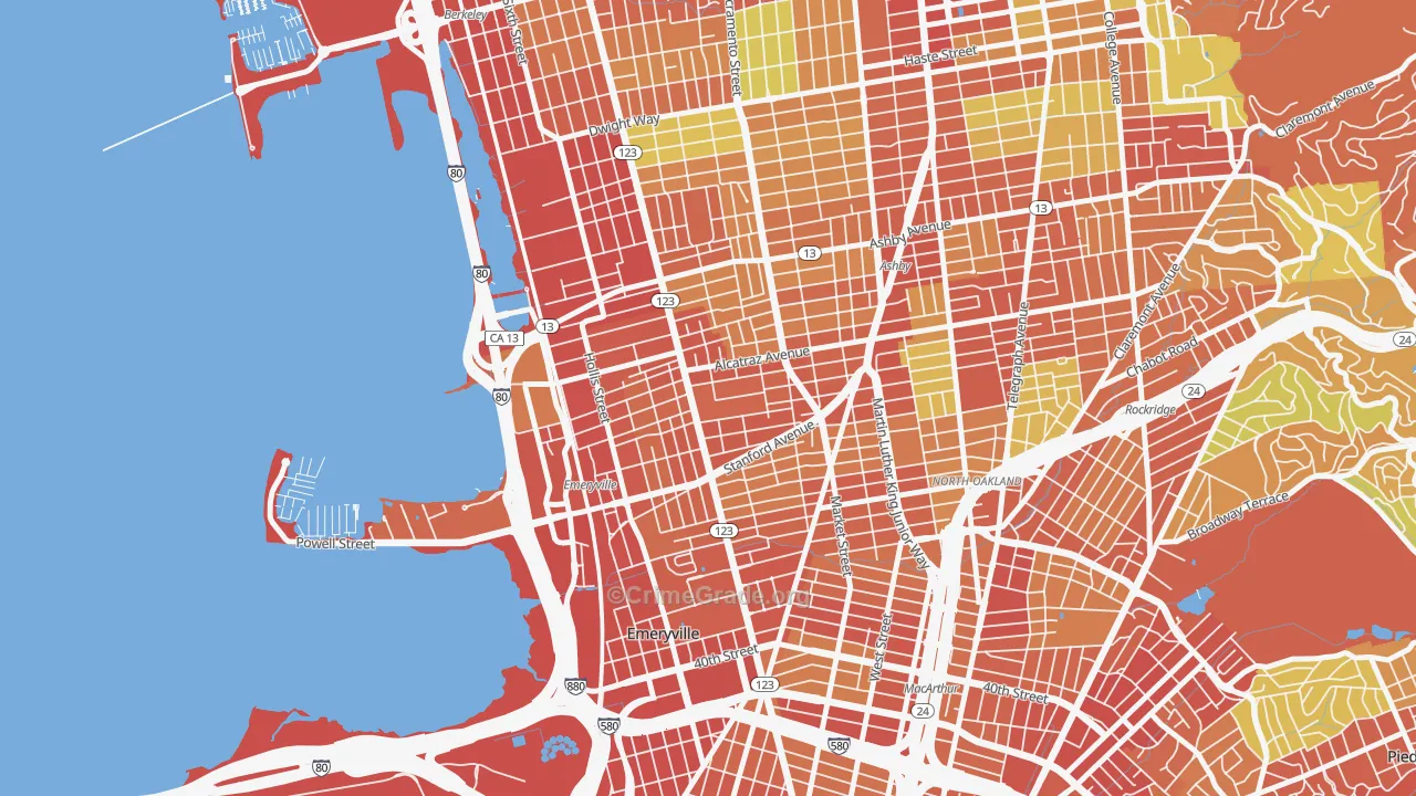 Golden Gate, Emeryville, CA Map of Burglary Rates
