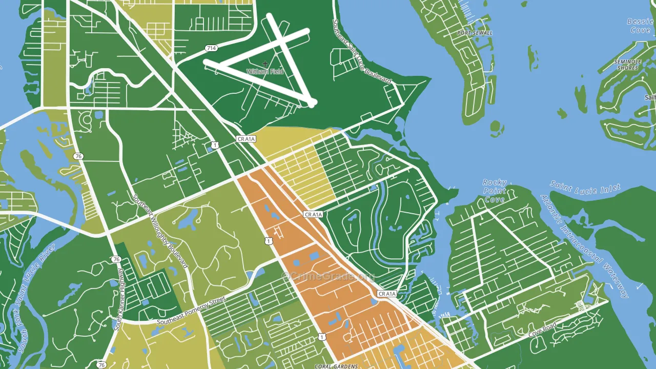 Golden Gate, Stuart, FL Map of Burglary Rates