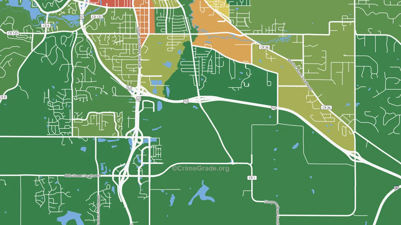 Golden Hill, MN Map of Burglary Rates