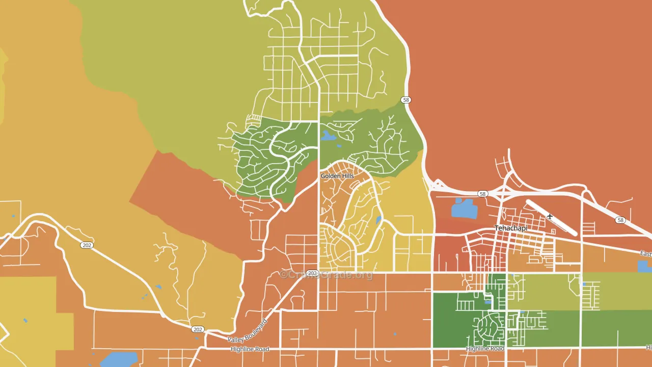 Golden Hills, CA Map of Burglary Rates