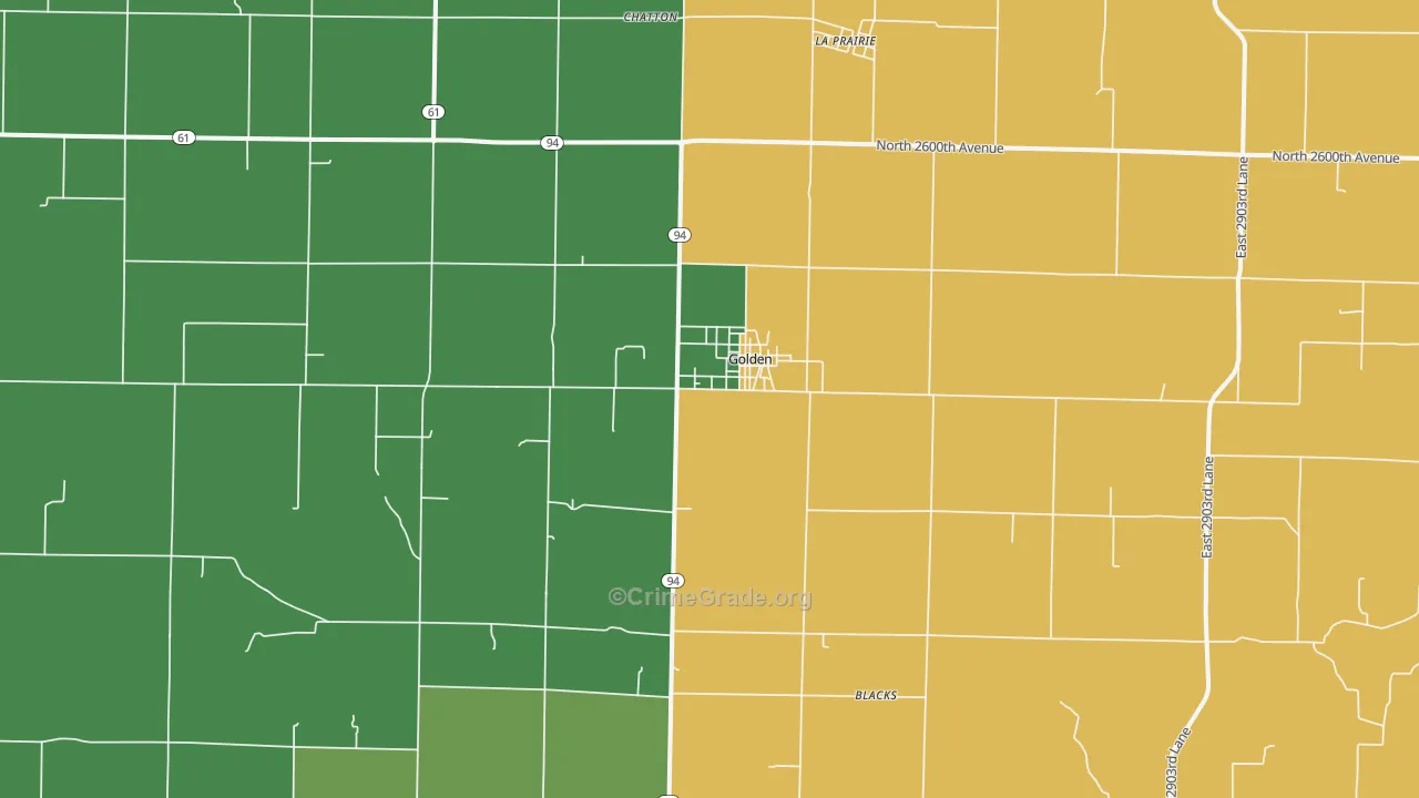Golden, IL Map of Burglary Rates