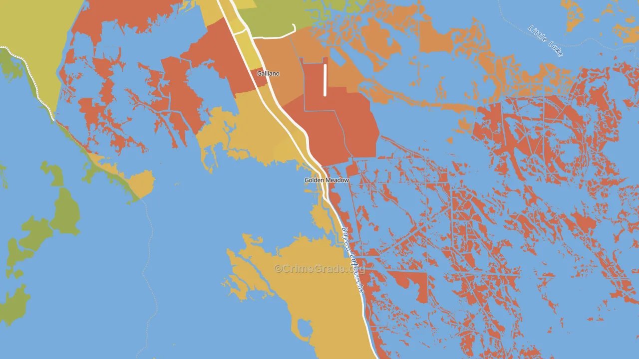 Golden Meadow, LA Map of Burglary Rates