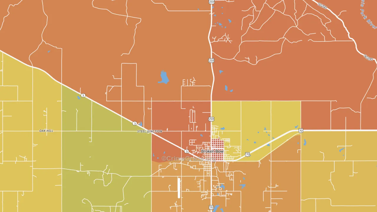 Golden, OK Map of Burglary Rates